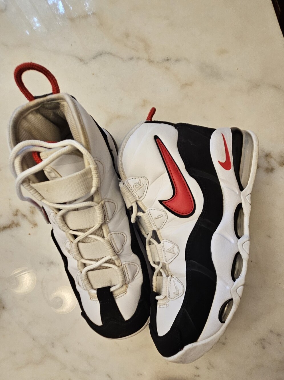 Nike Air White and Black Sneakers with Red Swoosh